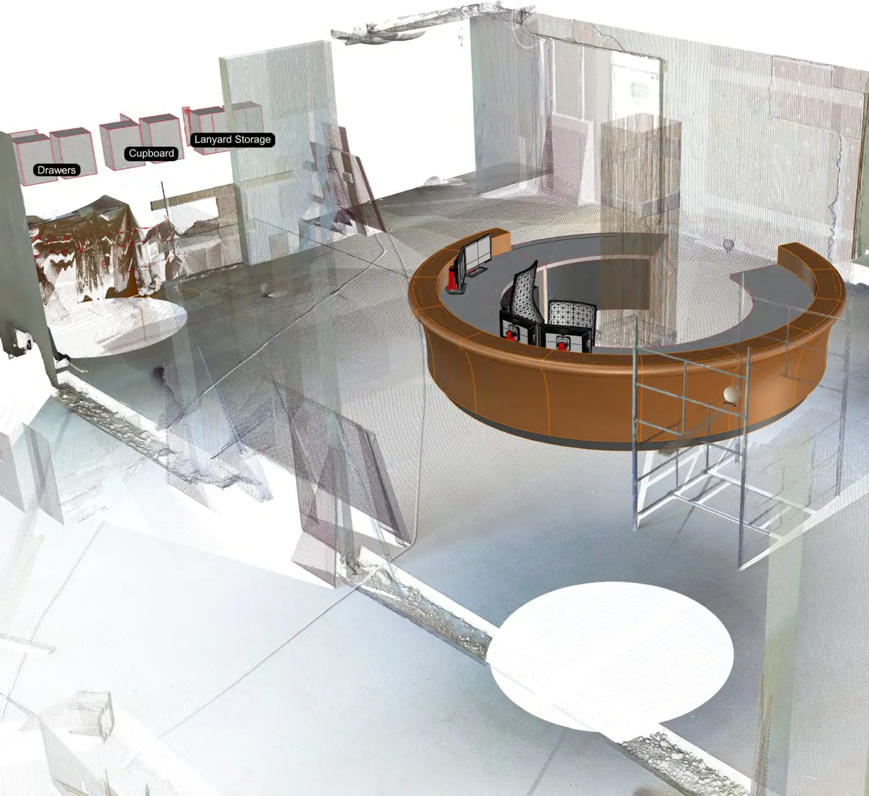 farsons old brewhouse desk, the desk in the scan.: presentation diagram