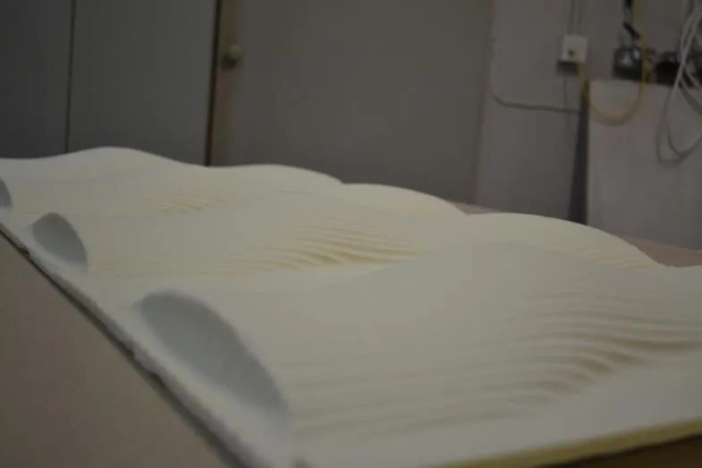 tool paths: CNC-milled foam mould of the undulating surface