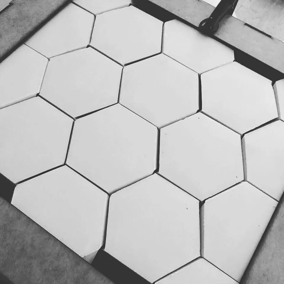 interlocking block assembly: hexagonal field of interlocking blocks