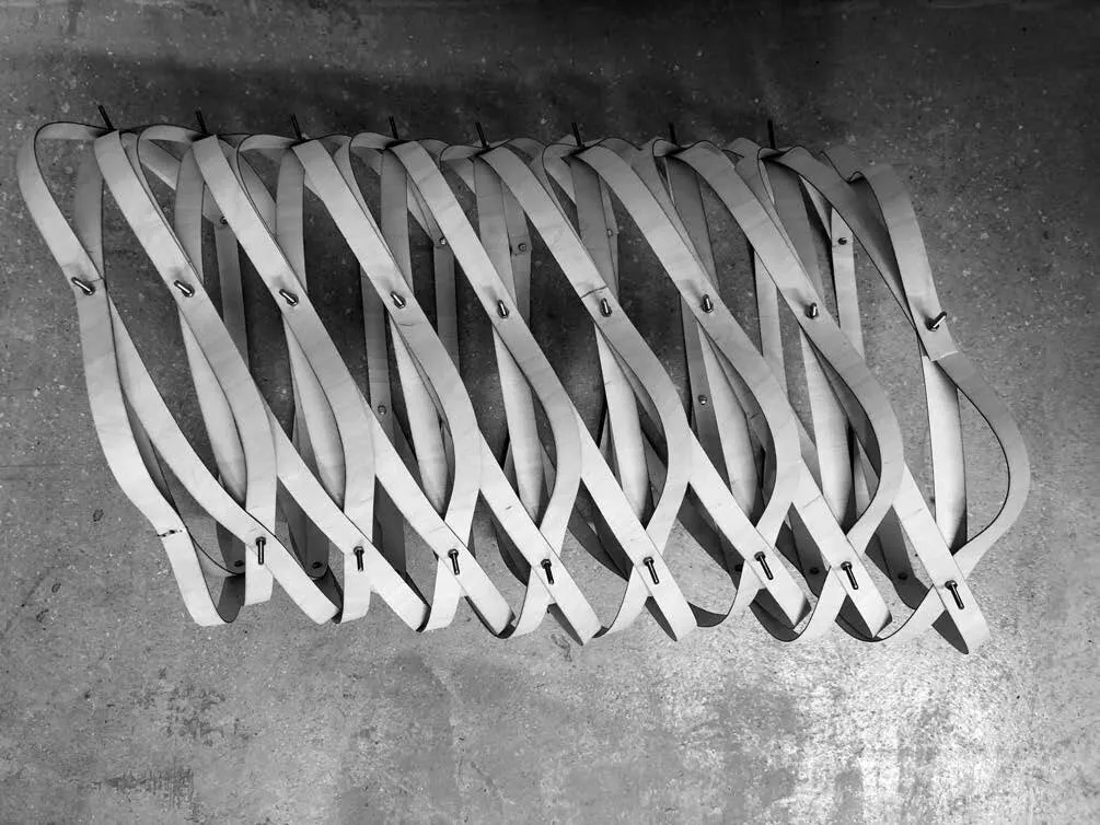 strip morphologies: scaling and fabrication: bending-active plywood strip weave