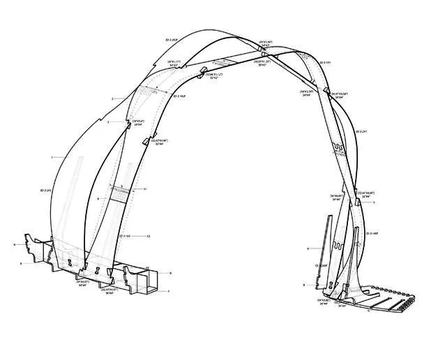 strip morphologies: scaling and fabrication: scaling up: segmented strip arch