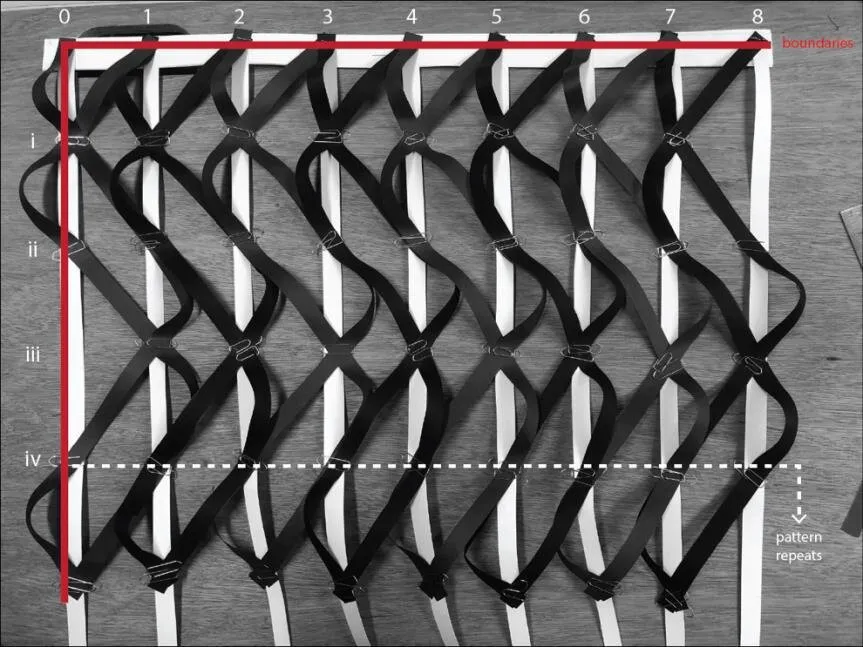 strip morphologies: material systems of weaving: hierarchical weave pattern