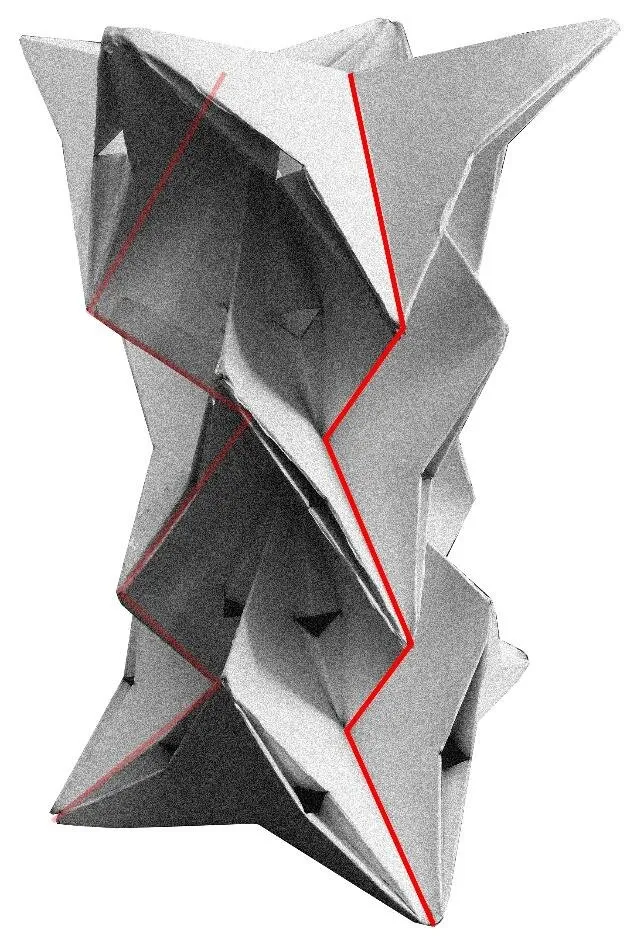 folded apertures: folded column with incisions