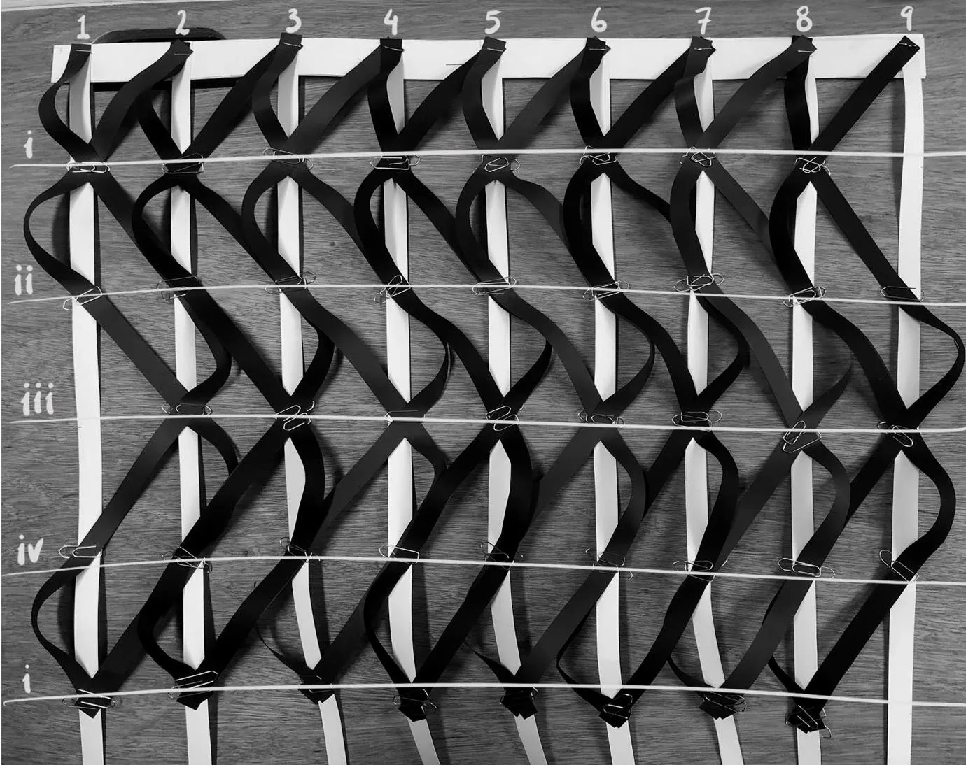 strip morphologies: controlling the curvature: numbered weave sequence