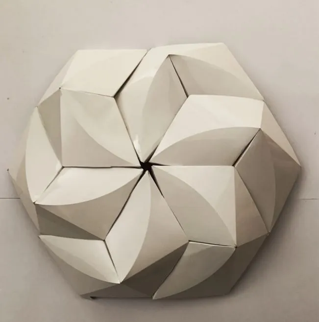 curved foldings tessellation: the tile rotated 60° about a centre point