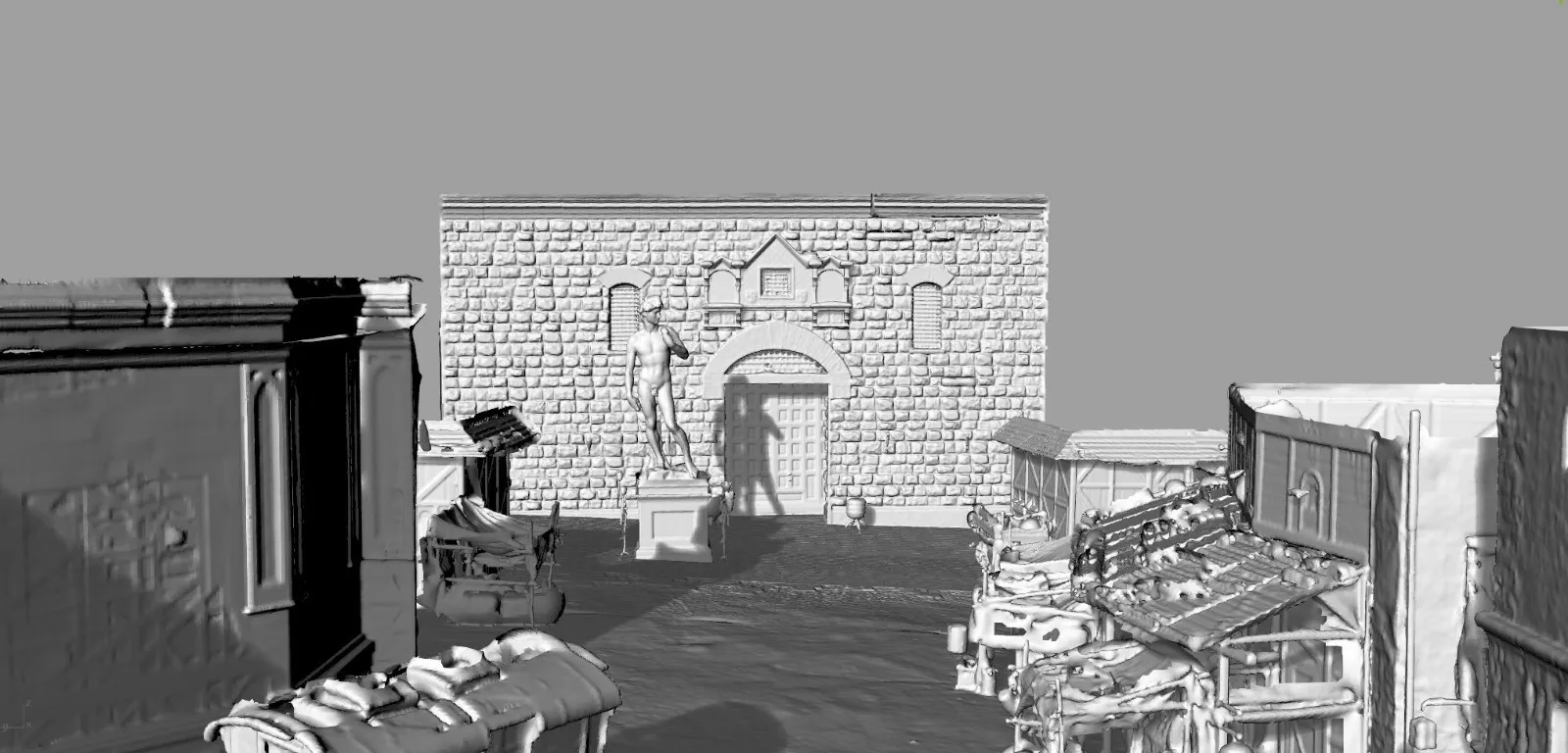 laser scan for a film set, a street on the set