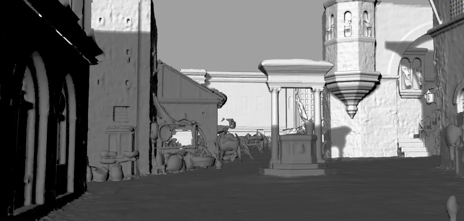 laser scan for a film set, a well, a loggia, a turret