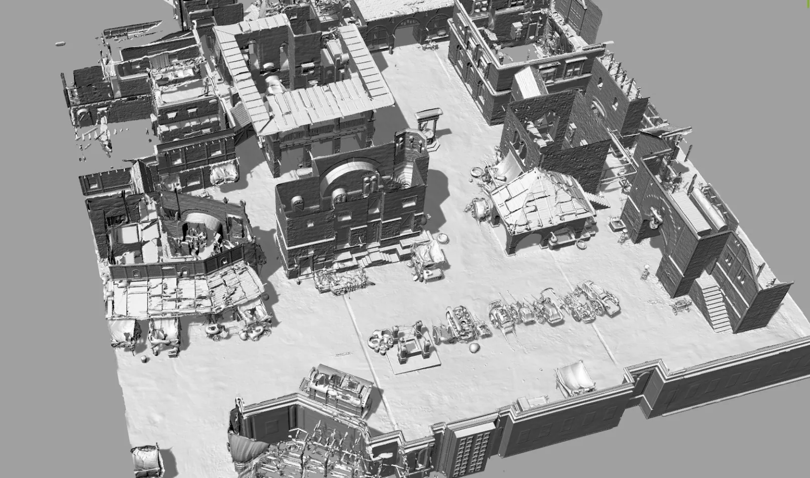laser scan for a film set, a square, from above