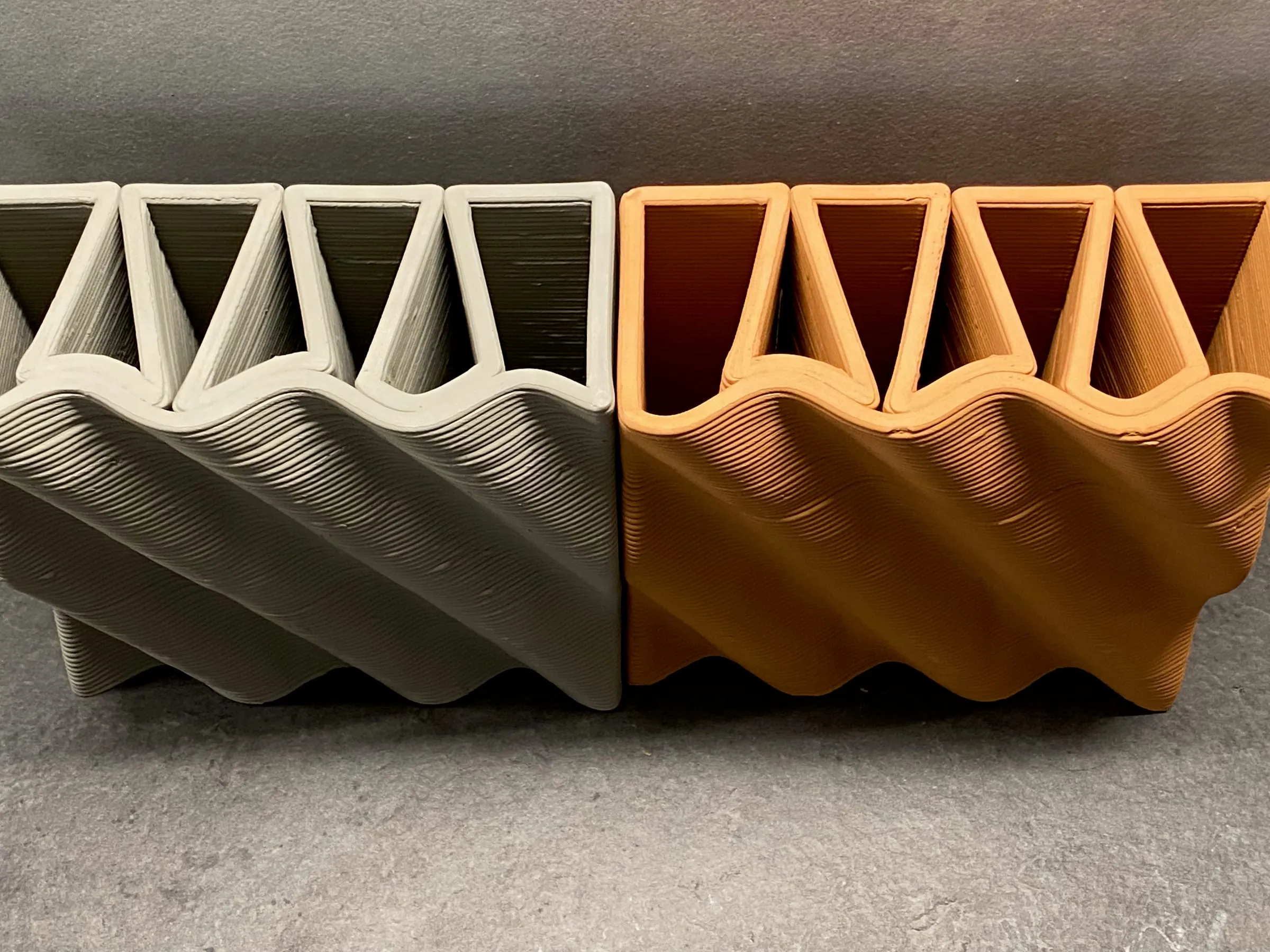 build tech, printed clay blocks, grey and terracotta, 2022