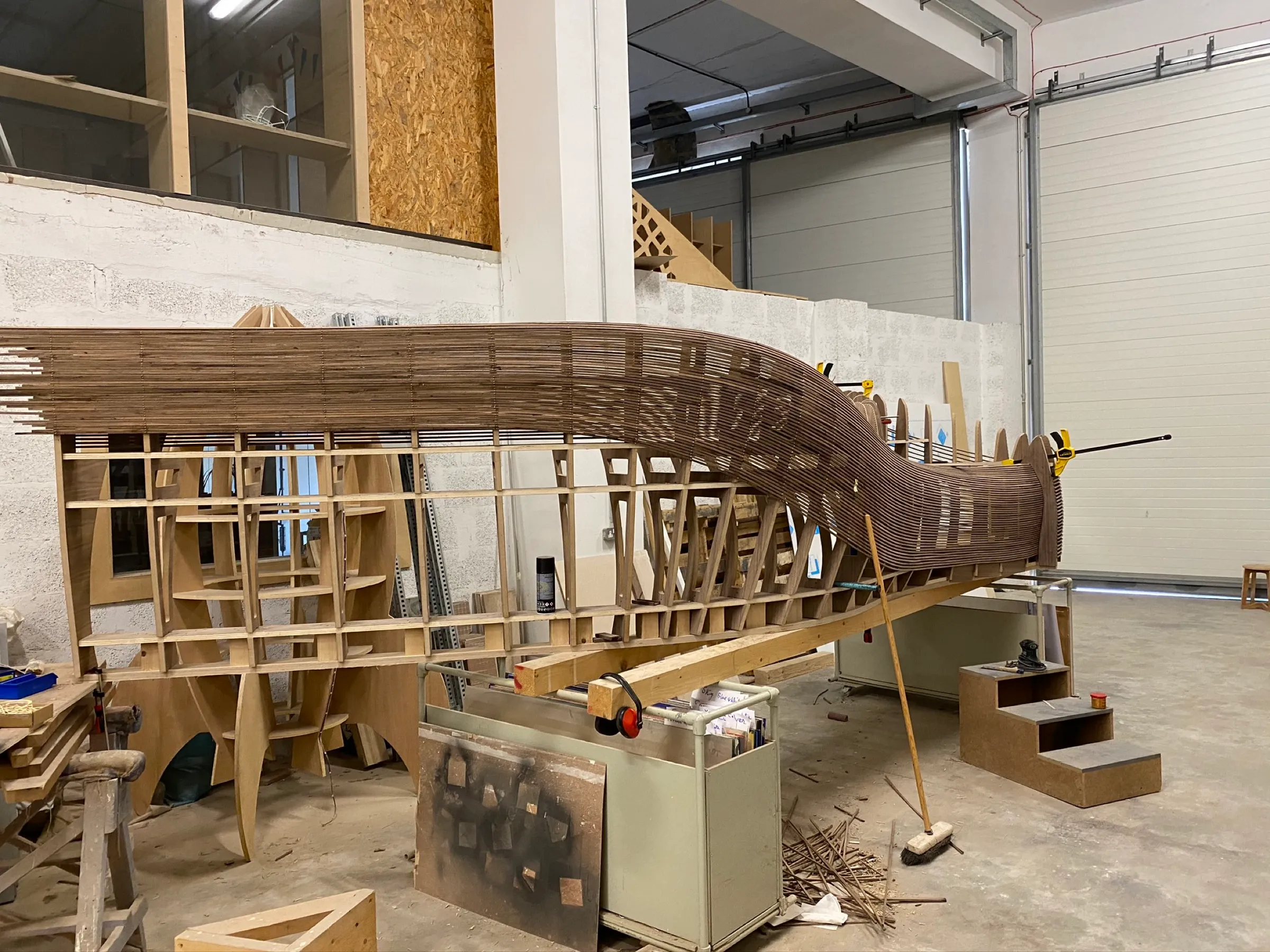 spinola reception desk, taking shape in the workshop