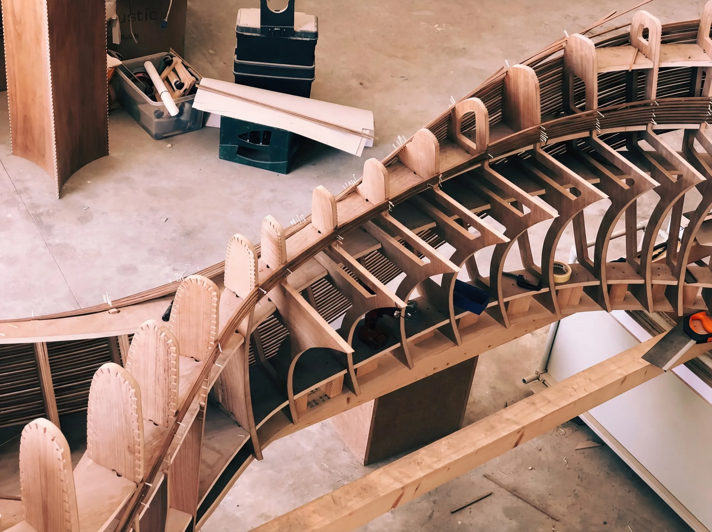 the spinola desk’s ribs in fabrication