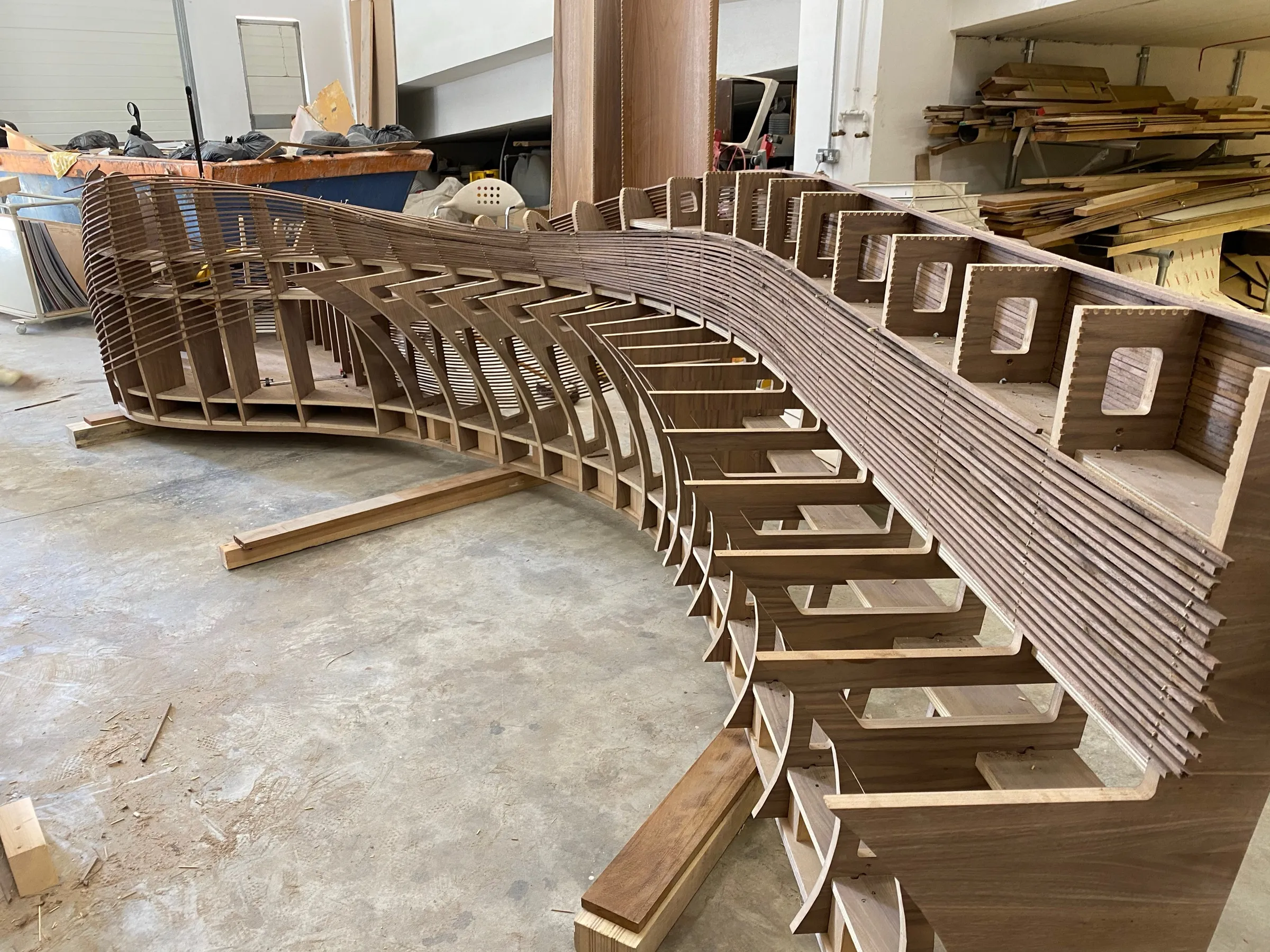 spinola reception desk, ribs, set out on the floor